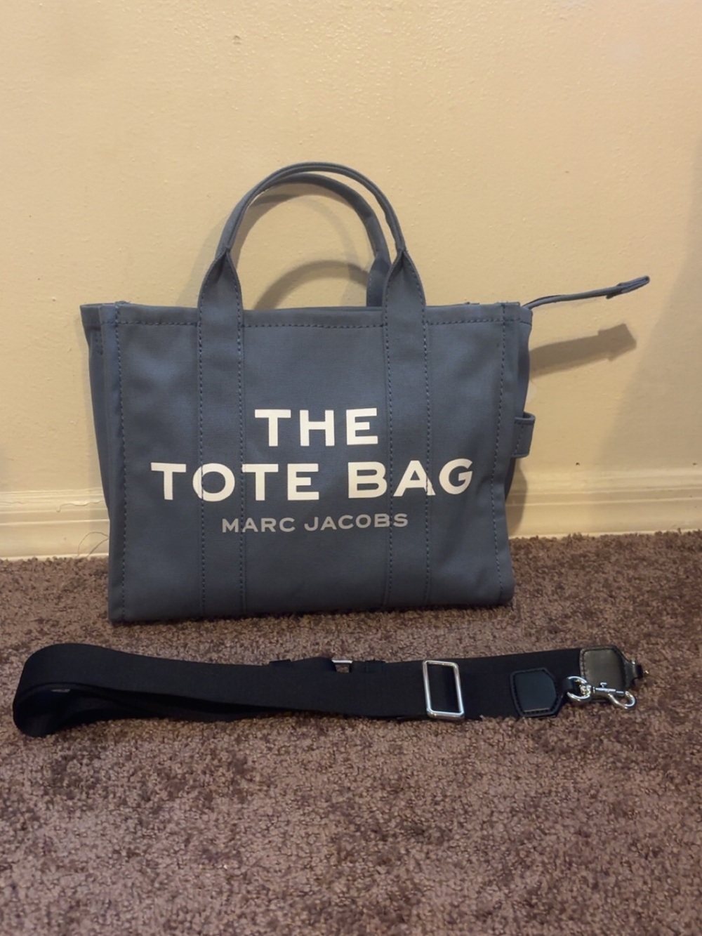 Marc Jacobs The Tote Bag in Slate Blue with White Logo